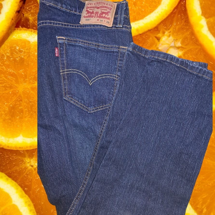 Levi's 505 Blue Straight Leg Jeans Size 34 X 29